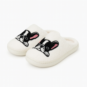 chausson mules chien brodé