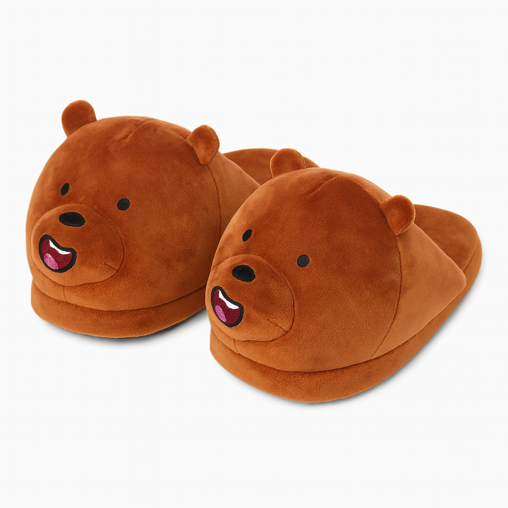 Chaussons chauds animaux Grizzly confortables