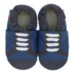 chaussons bébé cuir basket bleue et noire