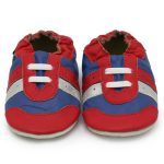 Chaussons bébé en cuir | Basket rouge et bleue