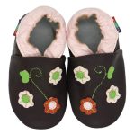 chaussons bébé en cuir fleurs