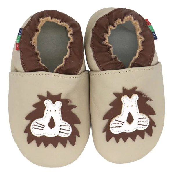 chaussons bébé cuir lion