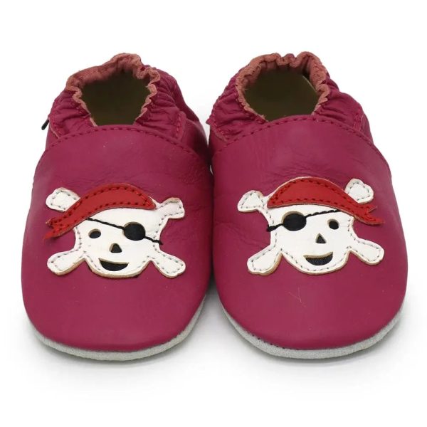 Chaussons bébé en cuir tête de mort