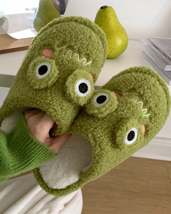 chaussons grenouille verte amusants en peluche