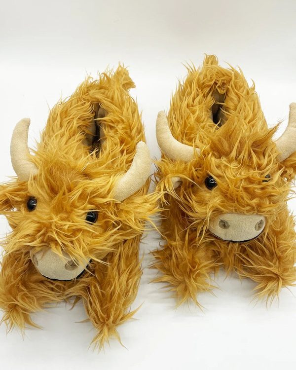 chaussons animaux Vache Écossaise