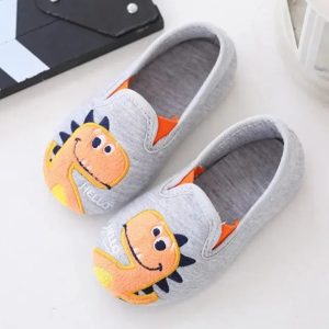 chaussons garçon motif dinosaure gris