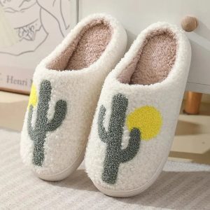chaussons femme mules cactus confortables