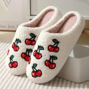 chaussons femme mules cerise
