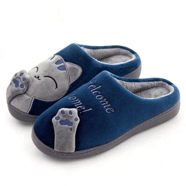 Chaussons femme mules avec motif chat