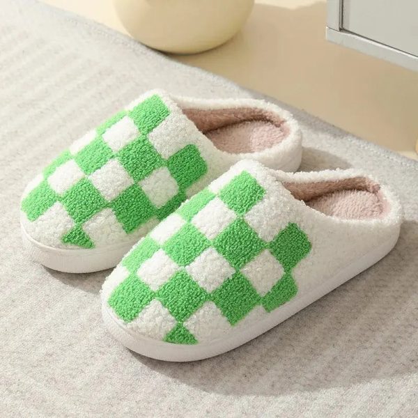 Chaussons femme mules Damier vert