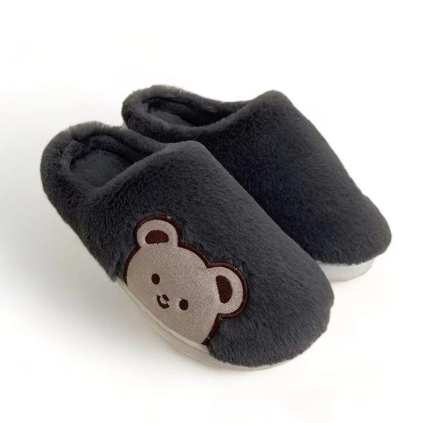 chaussons mules fourrure tête d'ours