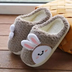 chaussons fille mules tête de lapin