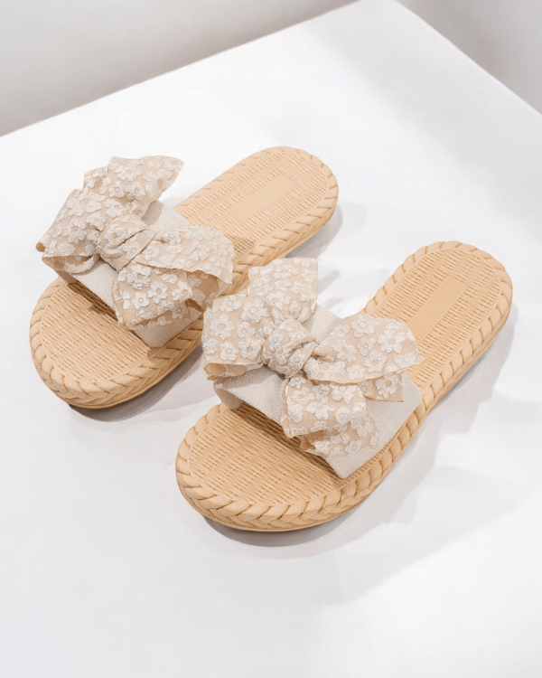 chaussons pour femme nœud fleuri