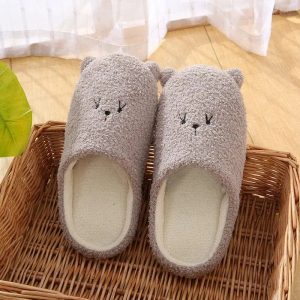 chaussons mules femme visage d'ours