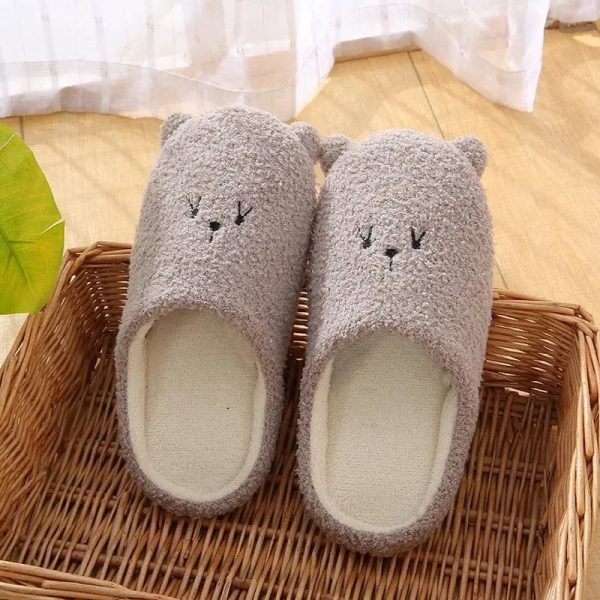chaussons mules femme visage d'ours