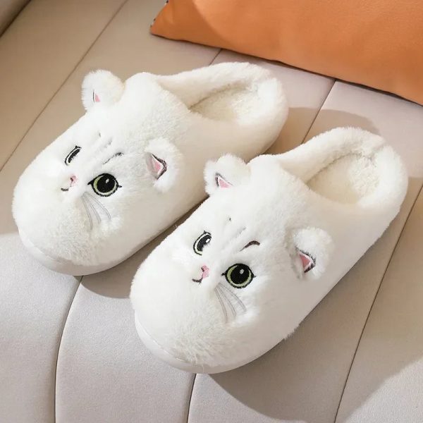 chaussons animaux chat blanc