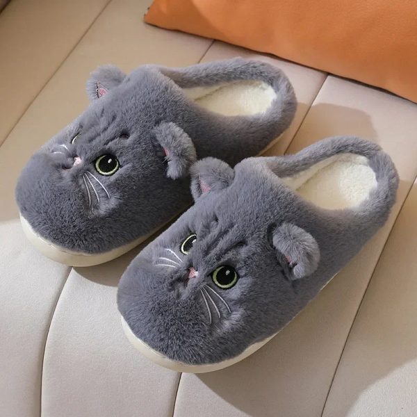 chaussons chat gris