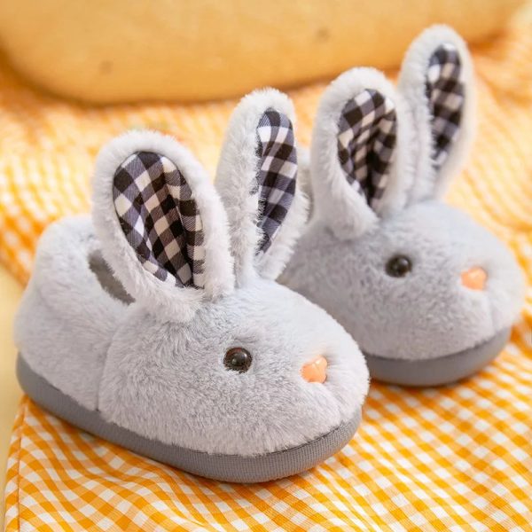 chaussons lapin gris enfant