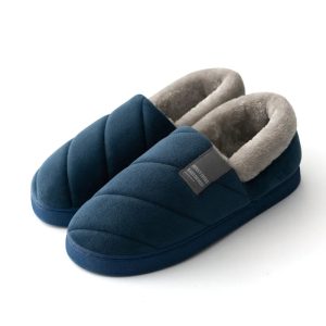 chaussons chauds luxueux bleu