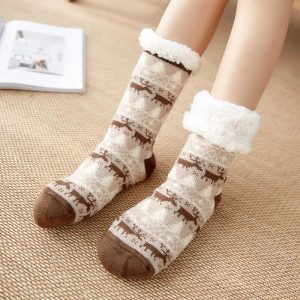 chaussons chaussettes Noël en peluche