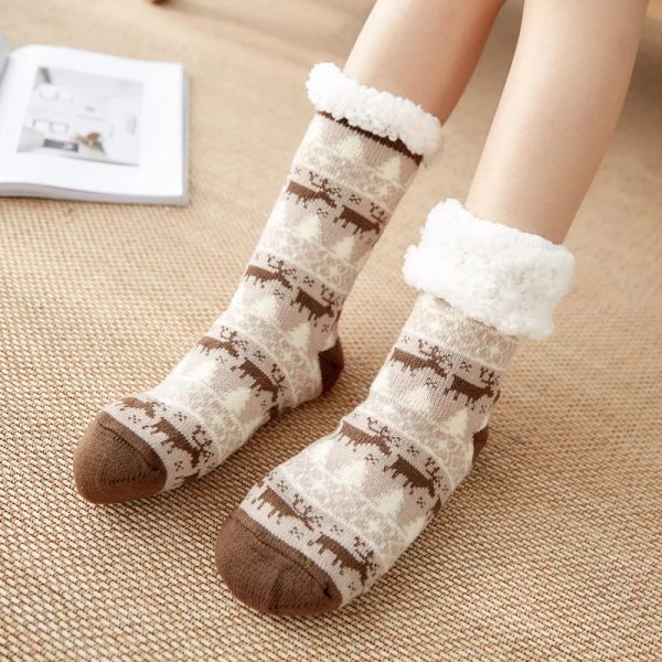 chaussons chaussettes Noël en peluche
