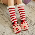 chaussons chaussettes Noël rayures renne