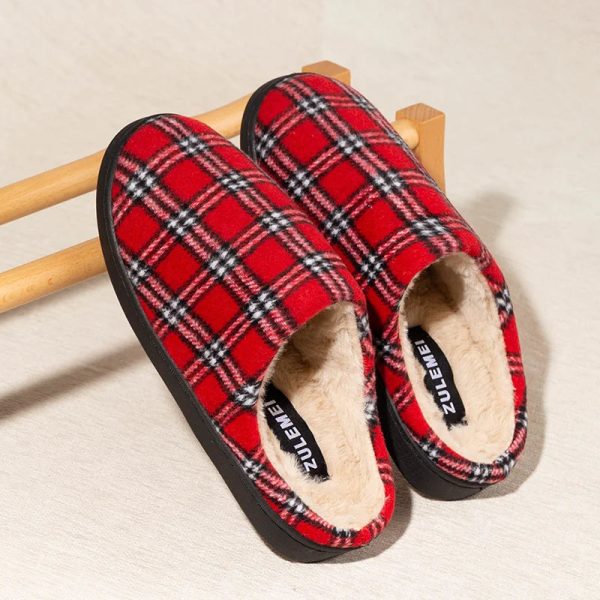 chaussons homme tartan écossais rouge