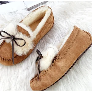 chaussons dorés mocassins femme