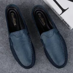 élégants chaussons cuir bleu pour homme