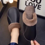 chaussons cuir homme noirs