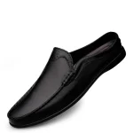 chaussons cuir luxe homme noir élégant