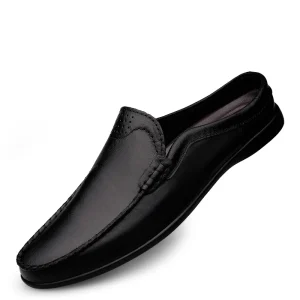 chaussons cuir luxe homme noir élégant