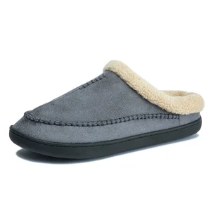 chaussons cuir homme gris foncé