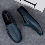 chaussons moderne cuir homme bleu marine