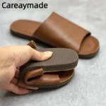 Chaussons en cuir pour homme avec semelle flexible
