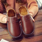 haussons cuir fourrés homme