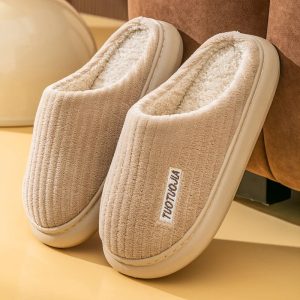 chaussons mules femme cocooning beige