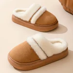 Chaussons femme chauds en laine grise