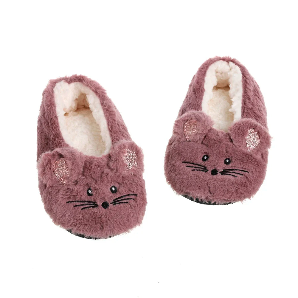 chaussons femme gris et rose