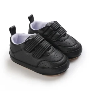 Chaussons bébé en cuir souple avec élastique pour nouveau-né