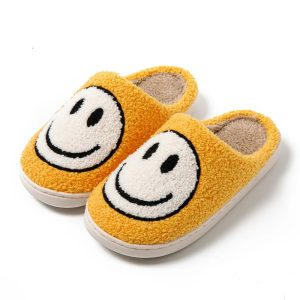 chaussons emoji smiley blanc