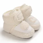 Chaussons bébé en laine avec scratch - peluche