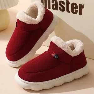 chaussons originaux homme peluche rouges