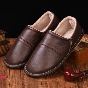 chaussons cuir moderne homme tendance maron foncé