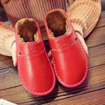 haussons cuir fourrés homme fait main rouges