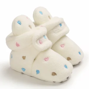 Chaussons bébé en laine avec scratch doux