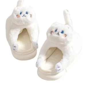 chausson chat blanc doux