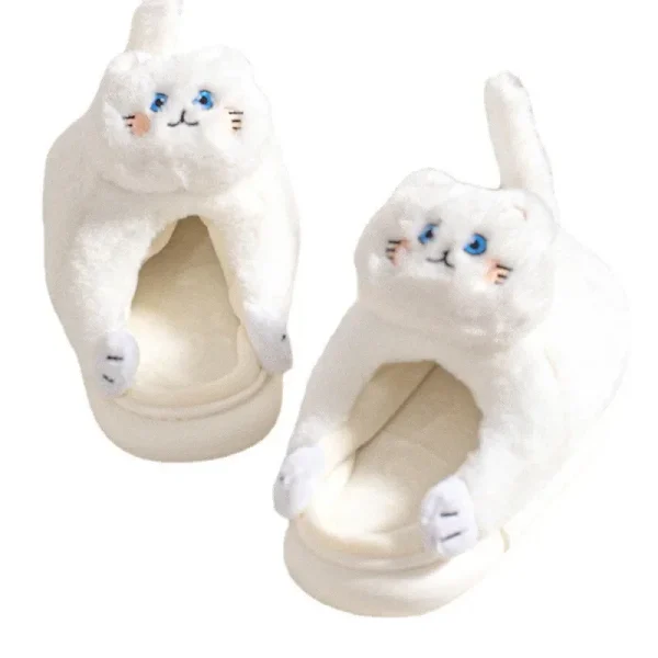 chausson chat blanc doux