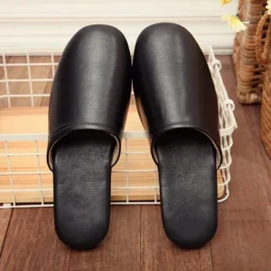 Chaussons cuir homme noirs