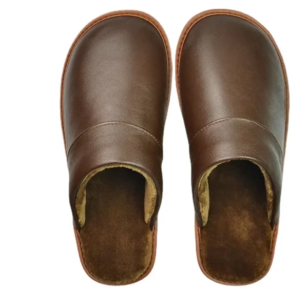 chaussure de maison cuir marron